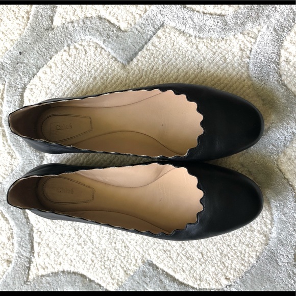 Chloe Shoes - Chloe Lauren Scalloped Leather Ballet Flat